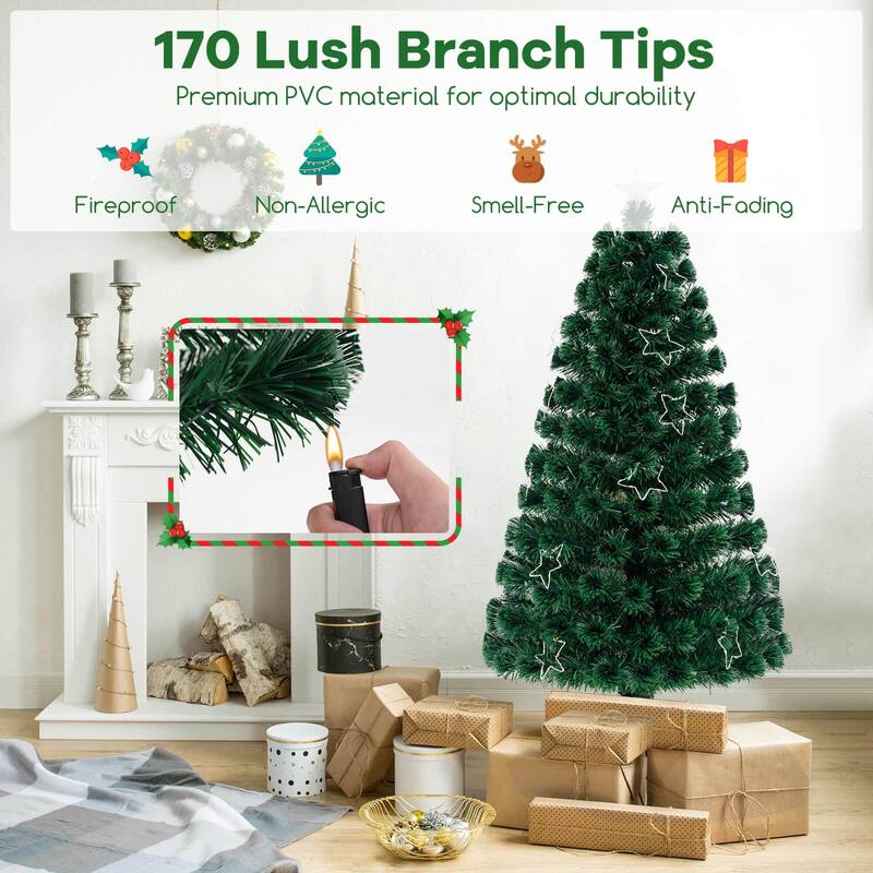 Costway 4/5/6/7 FT Artificial Xmas Tree with 130/170/230/270 Branch
