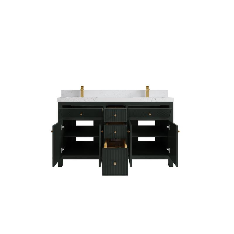Willow Collections 60 in W x 22 in D Sonoma Free Standing Reeded Double Sink Bathroom Vanity with Countertop