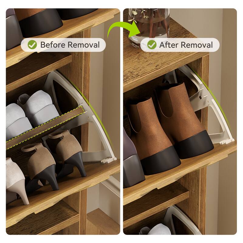 2 Flip Drawers Narrow Shoe Cabinet for Entryway Organizer