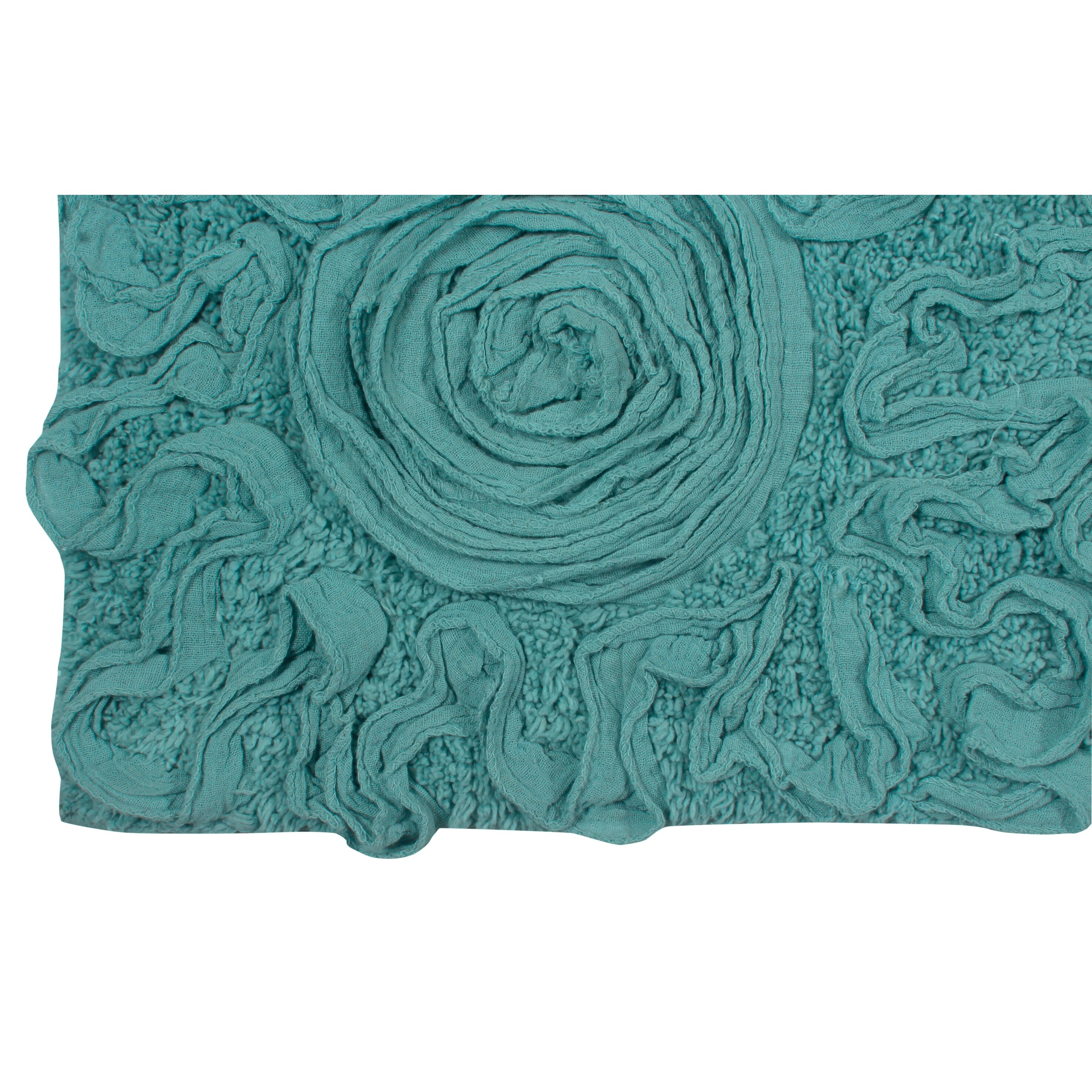 Bell Flower Collection 100% Cotton Non-Slip Bathroom Rug-image