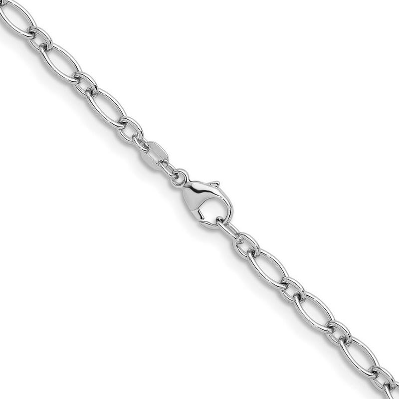 Curata 925 Sterling Silver Solid Rhodium 4.9mm Fancy Figaro Chain for Men