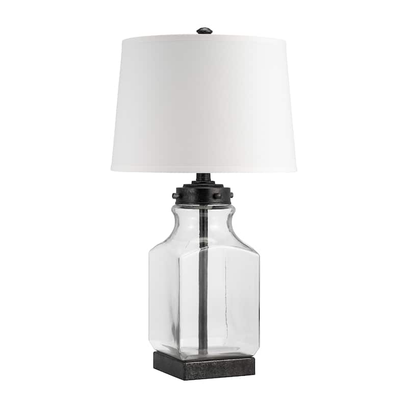 Sagebrook Home 30"H Glass Bottle Table Lamp, Clear/white, Iron, Contemporary Lighting - 16" x 16" x 30"