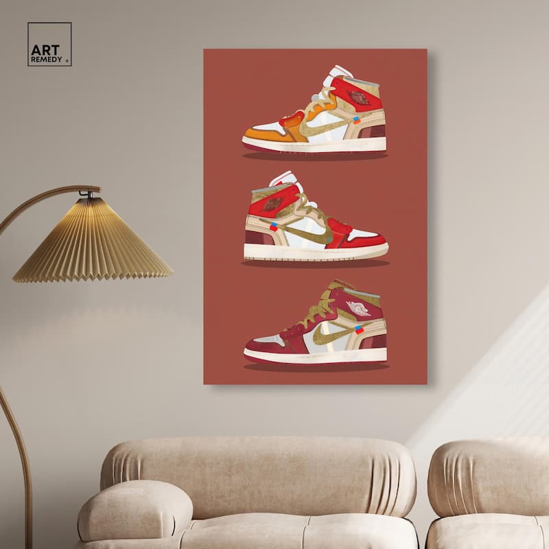 Sneaker Lineup Red Canvas by Art Remedy, Gallery Wrapped