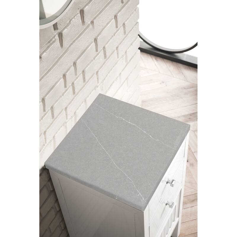 James Martin Vanities Athens 15" Cabinet w/ Drawers and Door, Glossy White - Eternal Serena Quartz