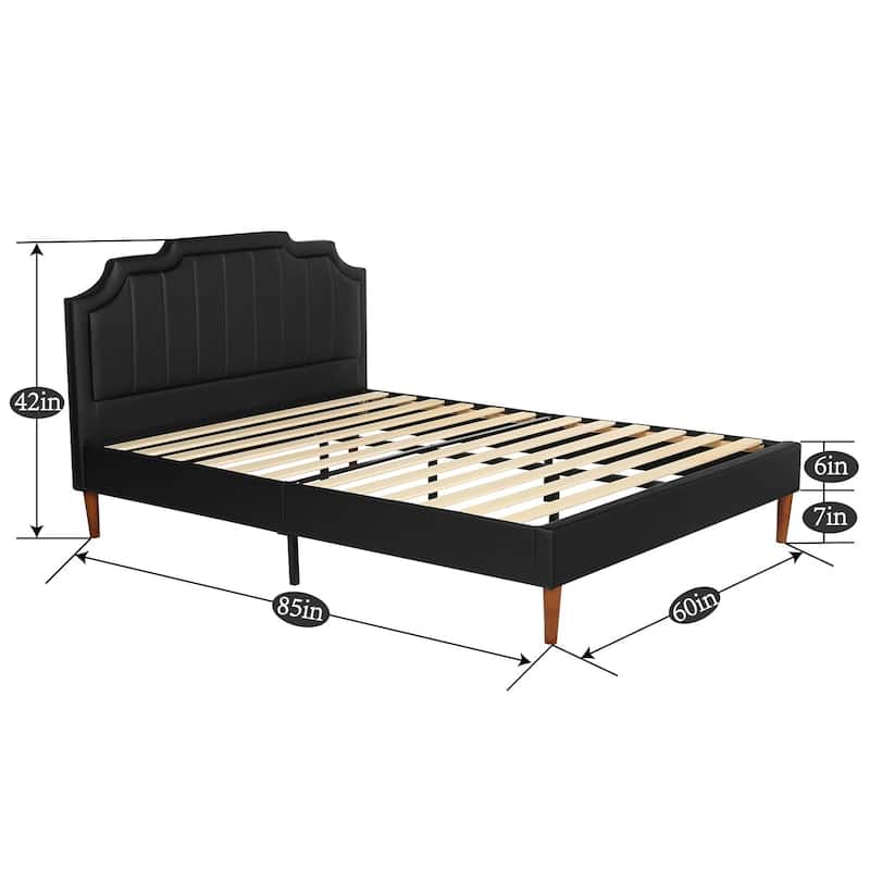 VECELO Black Faux Leather Upholstered Platform Bed- Just Have Full Size Bed