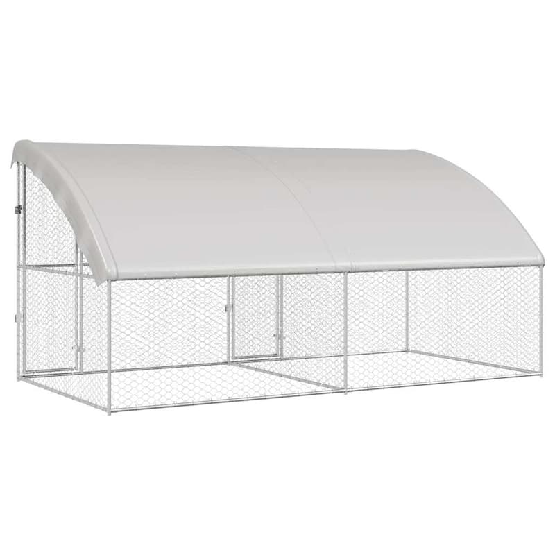 vidaXL Dog Kennel 2 pcs Silver Steel