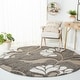 preview thumbnail 10 of 55, SAFAVIEH Florida Shag Neliha Floral 1.2-inch Thick Rug 5' Round - Smoke/Beige - Round