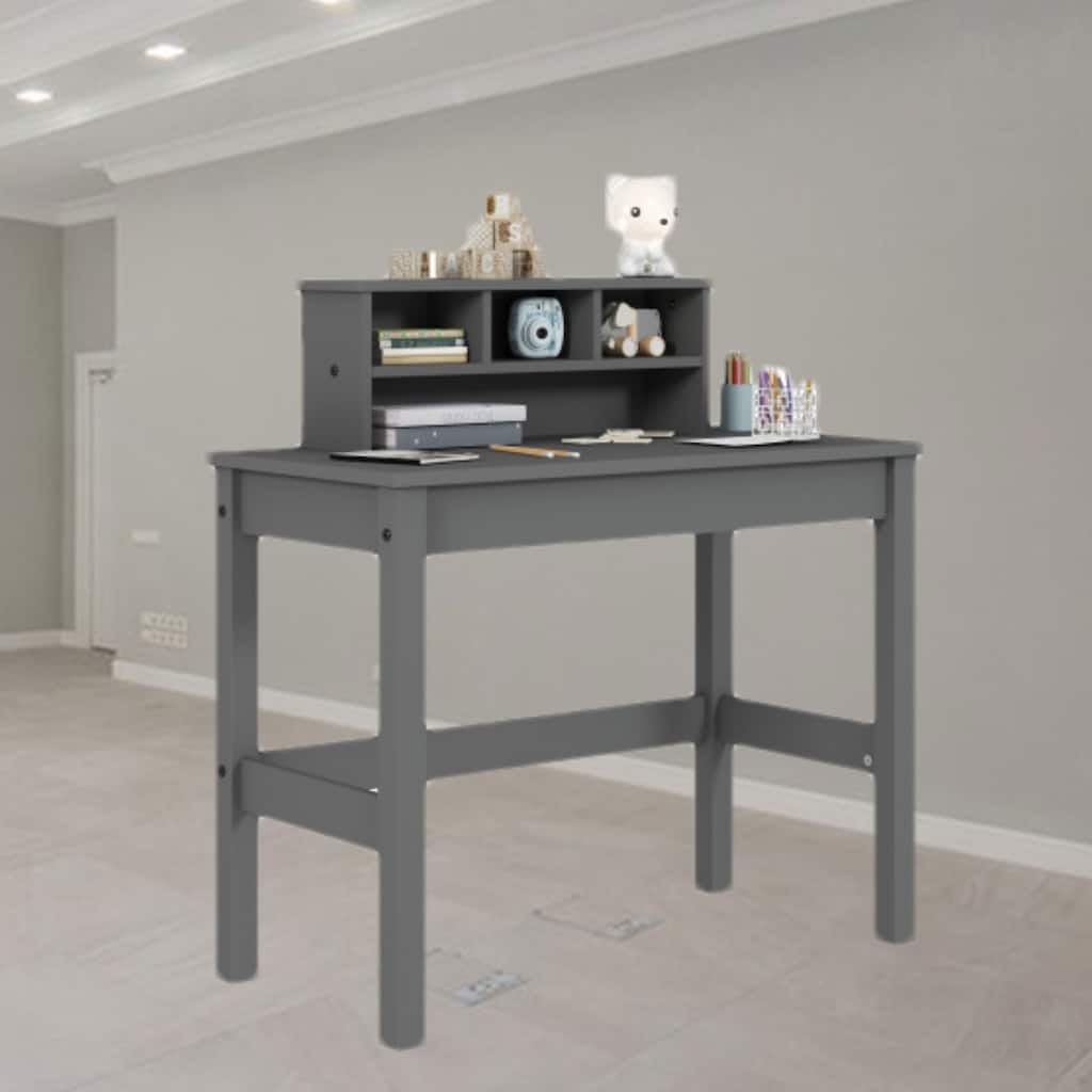 Spacious Rectangular Writing Desk with Hutch and Multiple Storage Compartments for Office Organization