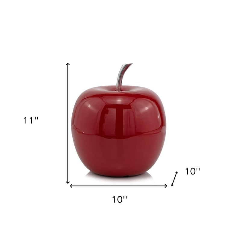 HomeRoots 11" Red Aluminum Decorative Apple Tabletop Sculpture - 10' X '11' X '10