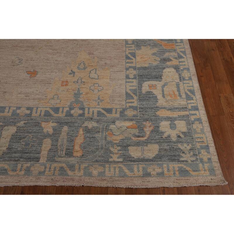 Oushak Turkish Rug Handmade Vegetable Dye Transitional Wool Carpet - 9'2"x 11'8"