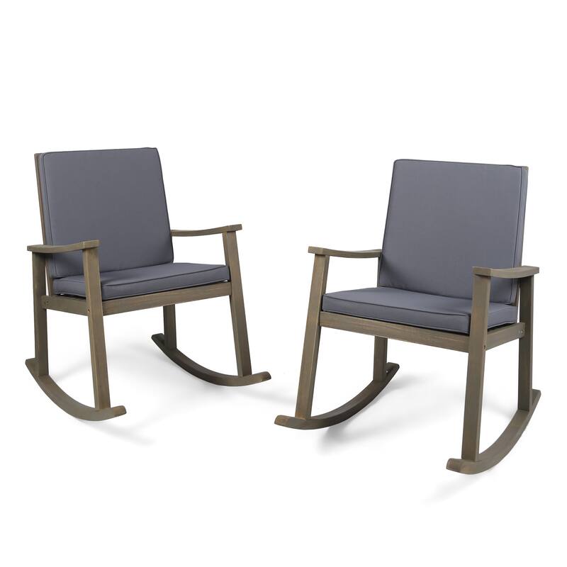 Candel Outdoor Acacia Wood Rocking Chair (Set of 2) by Christopher Knight Home