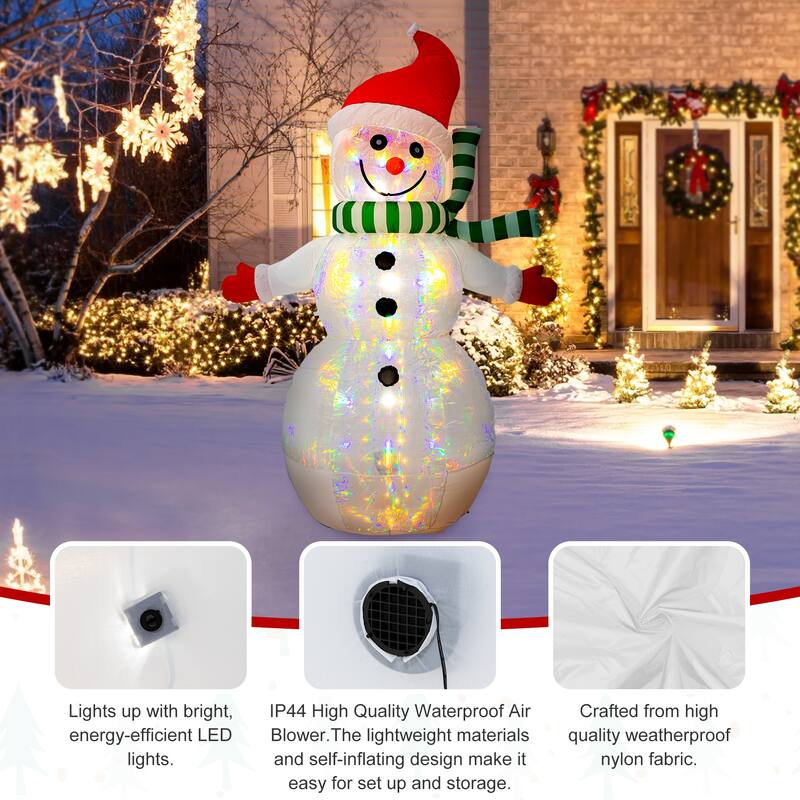 Glitzhome 8FT Lighted Inflatable Icy Snowman Decor