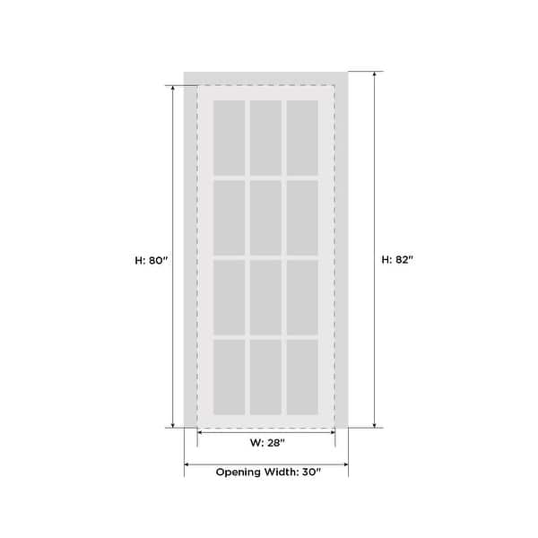 dimension image slide 13 of 22, Interior Solid French Door / Mela 0755 Painted White / Single Regular Panel Frame Handle / Bathroom Bedroom Modern Doors