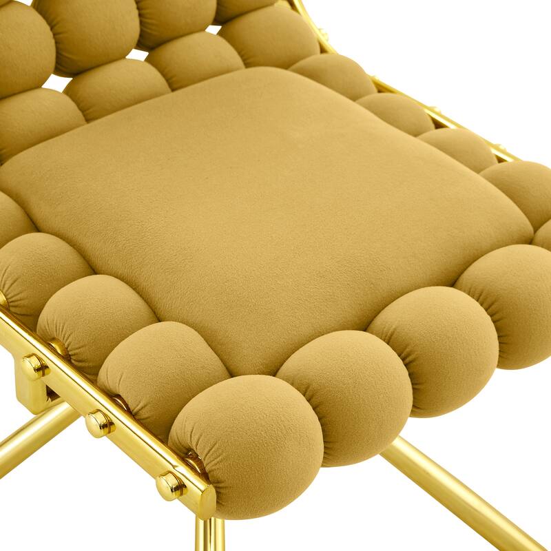 Velvet Accent Dining Chair with Metal Legs Modern Upholstered Armless Chair, Set of 2