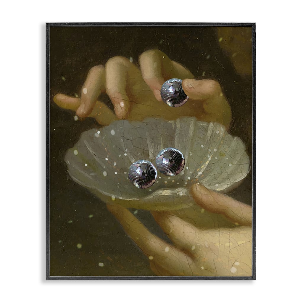 Stupell Classic Disco Clam Pearls Framed Giclee Art Design By Lil' Rue