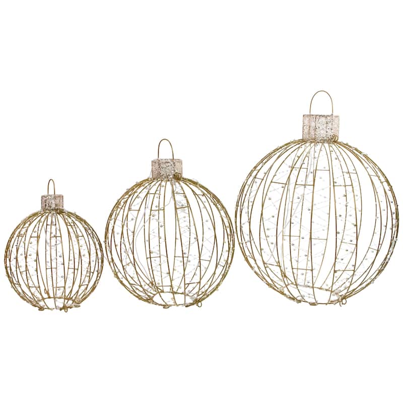 Set of 3 LED Lighted Ornaments Christmas Yard Decoration - 24.25"