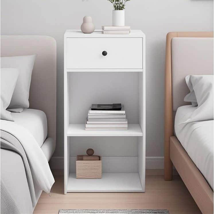 Roomfitters Simple Storage Cabinet Sideboard with Drawers, Living & Dining Room Organizer, Beige White - Beige+White