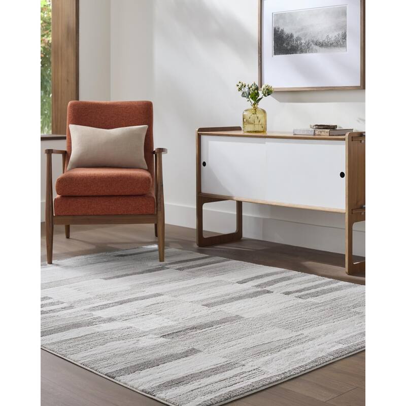 Livabliss Enfield Modern & Contemporary Area Rug - Medium Gray - 5'3" x 7'