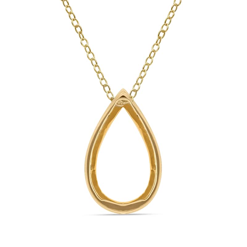 1/6ct - 1ct TDW 14K Gold Open Pear Diamond Pendant Necklace for Women