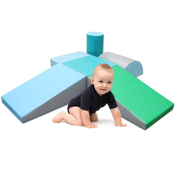 COSTWAY 6 Pieces Kids Climb and Crawl Foam Play Set primary Colorful
