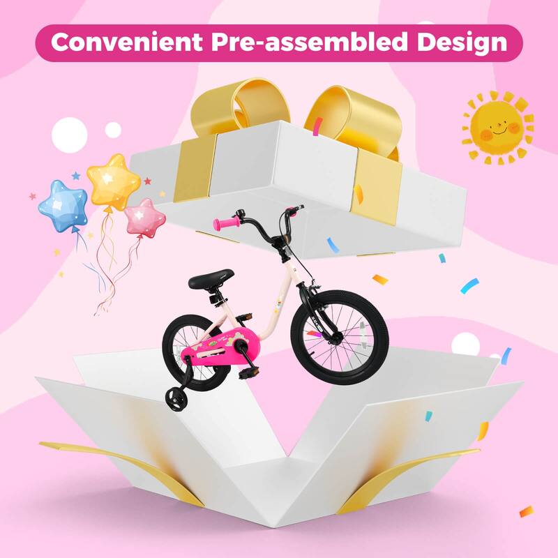 Costway 12-Inch Kids Bicycle with Adjustable Seat Front Handbrake & - See Details