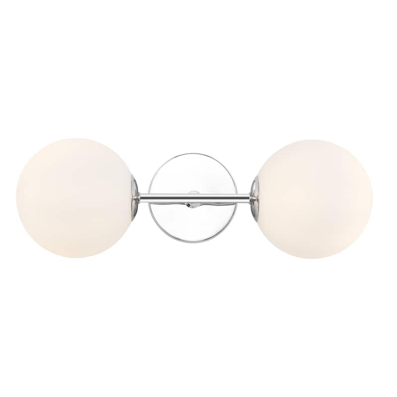 SAFAVIEH Rakhee 2-Light Globe Bathroom Vanity Wall Sconce (LED Bulbs Included) - 17.5 In. W x 7 In. D x 6 In. H - 18Wx7Dx6H - Chrome