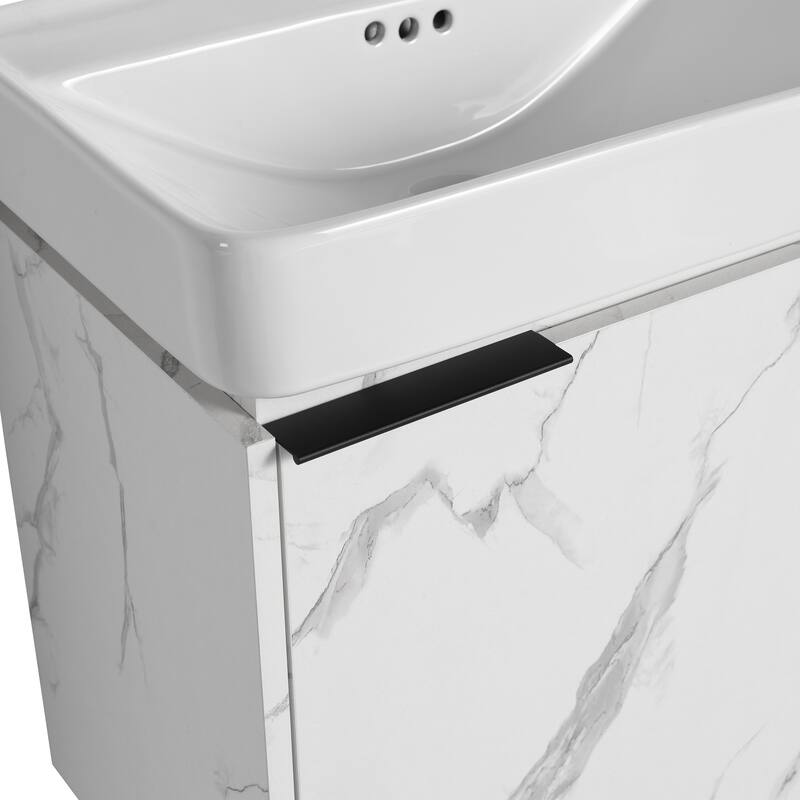 Plywood Wall-Mounted Bathroom Vanity with Integrated Resin Sink