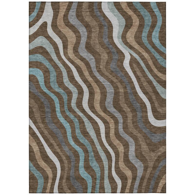Machine Washable Indoor/ Outdoor Modern Eureka Chantille Rug