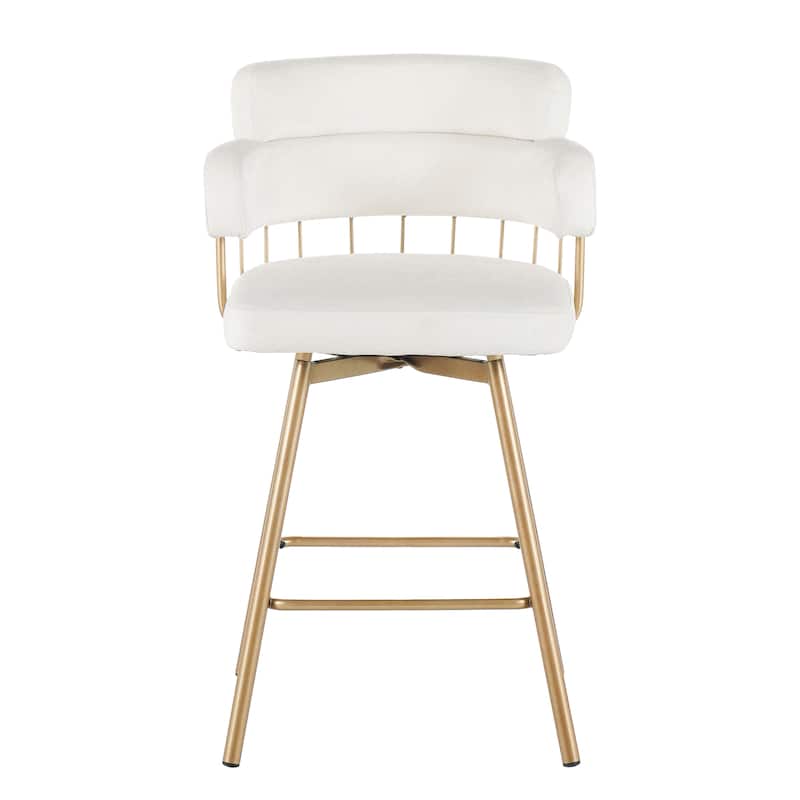 Upholstered Swivel Counter Height Bar Stools Dining Chairs Set of 2