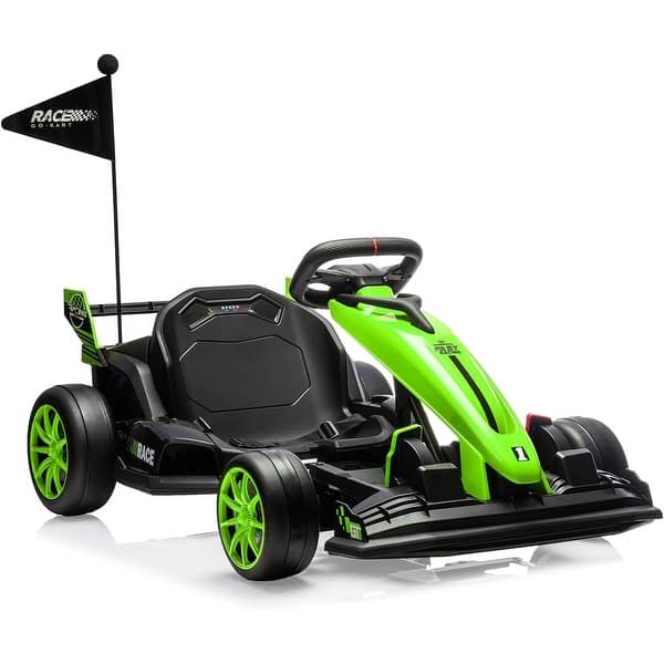 slide 2 of 28, 24V Ride On Toy Go Kart, Electric Drift Kart Car with Adjustable Seat Green