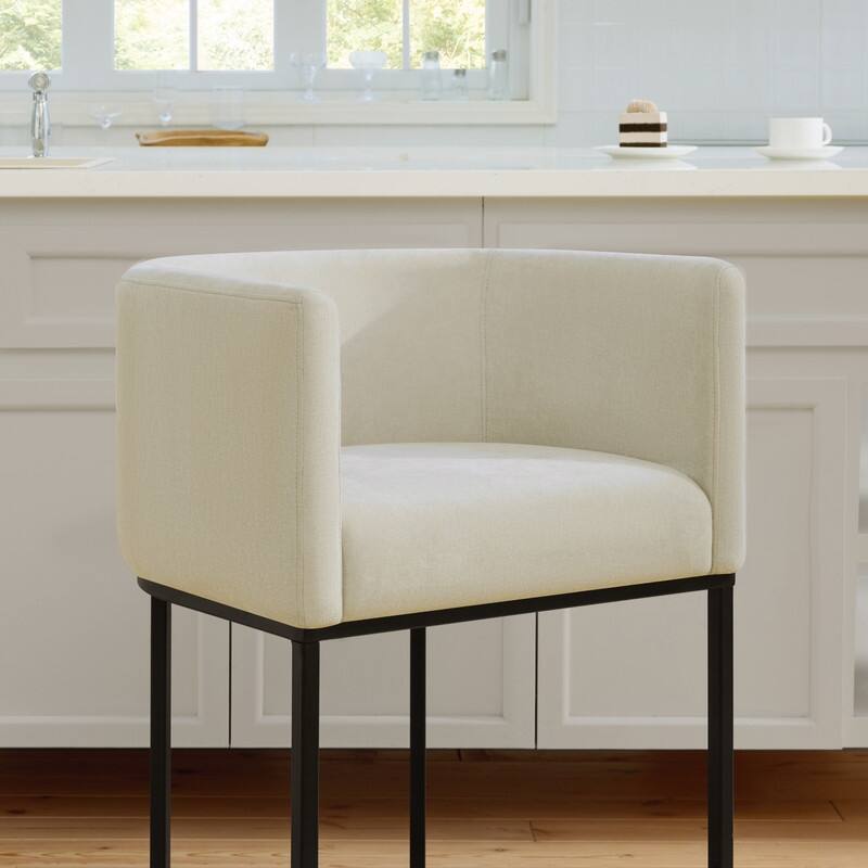 Spruce & Spring Modern Upholstered Barrel Counter Bar Stool with Arm