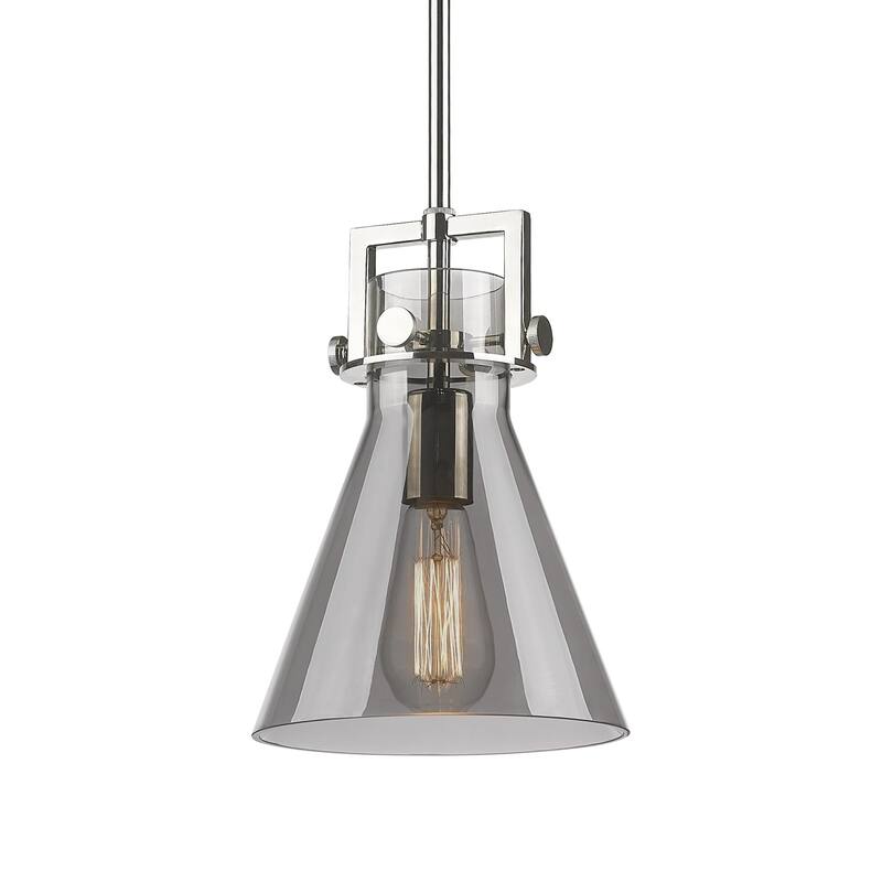 Innovations Lighting 411-1SS-11-8 Newton Cone Pendant Newton Cone 8" - Polished Nickel / Plated Smoke