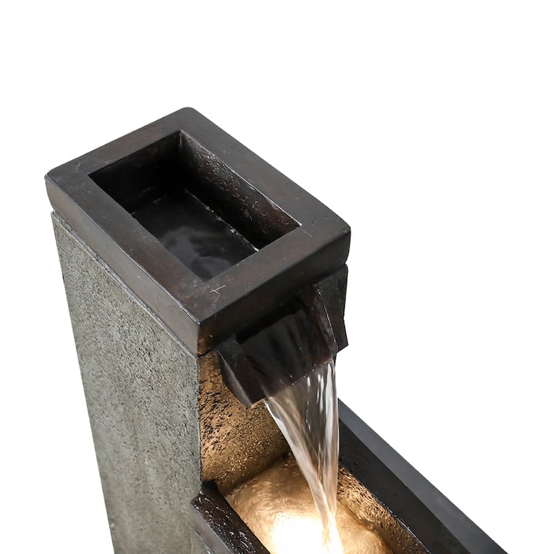 39.3IN Water Fountain Outdoor Modern Floor-Standing Fountain w/Lights
