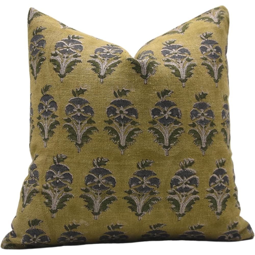 Fabdivine Linen Square Block print pillow Cover