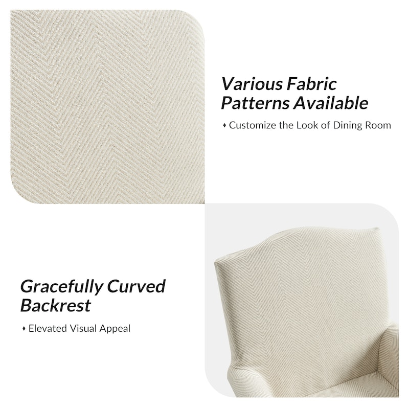Alethea Upholstered Slipcover Arm Dining Chair with Soild Wood Legs Set of 4 by HULALA HOME