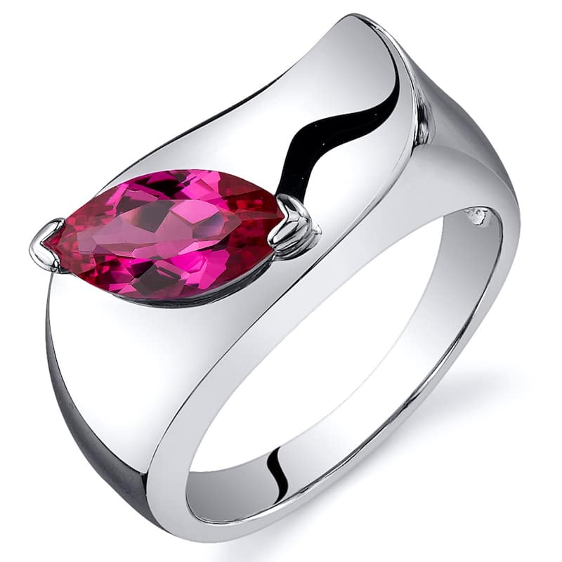 Sterling Silver 1.25 ct Created Ruby Solitaire Ring