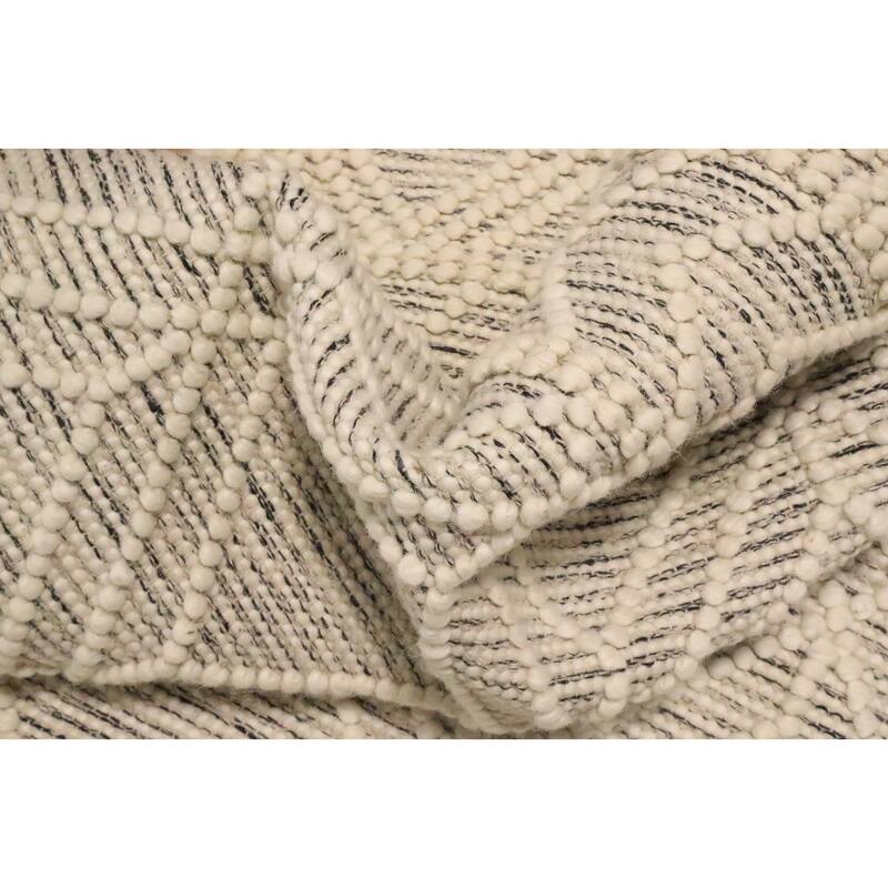 Hand Knotted Oriental 100% Wool Carpet Modern Geometric Beige & Ivories Modern Gotti Design Area Rug - 7' 8'' X 4' 11''