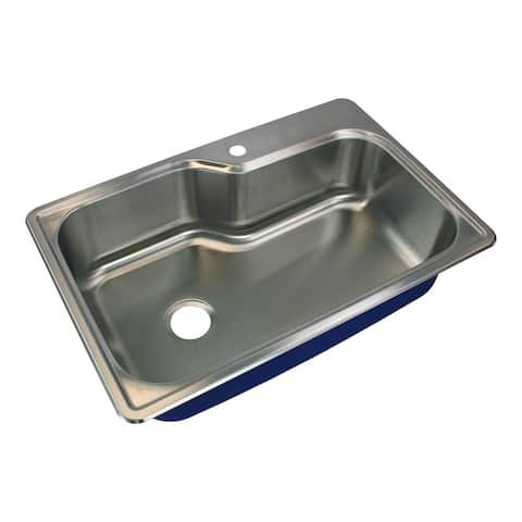 Transolid Meridian 33-in 16 Gauge Offset Super Drop-in Single Bowl Kitchen Sink