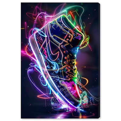 Bright Lights Sneaker Canvas by Art Remedy, Gallery Wrapped