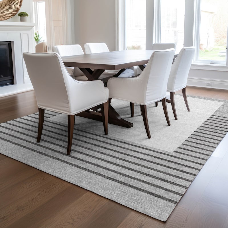 Machine Washable Indoor/ Outdoor Modern Deco Chantille Rug