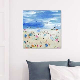 Wynwood Studio 'Crowded Beach' Nautical and Coastal Wall Art Canvas Print Coastal - Blue, Brown