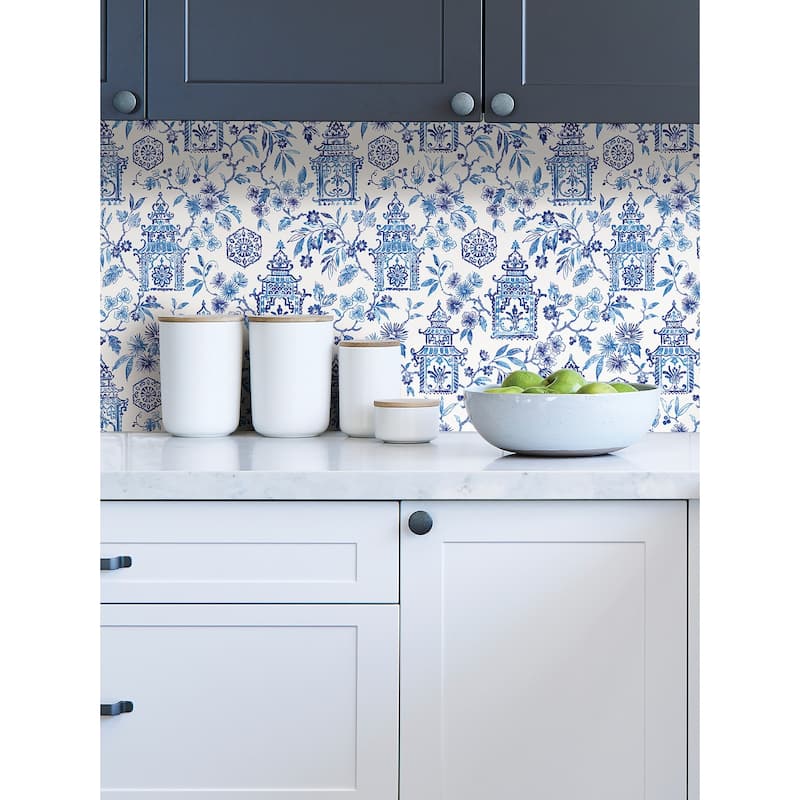 NuWallpaper Blue Danson Peel & Stick Wallpaper - 20.5-in x 216-in