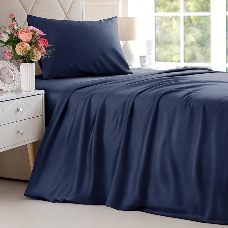 CGK Linens Solid Rayon From Bamboo 4 Piece Deep Pocket Soft Bed Sheet Set