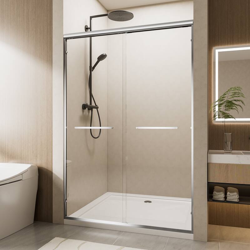 Chrome Aluminum Frame Double Sliding Shower Door
