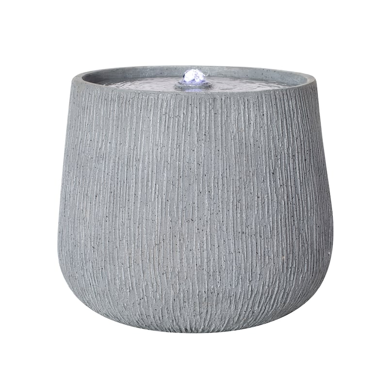 Christopher Knight Home - Modern 12.99"H Polyresin Outdoor Bowl Water Fountain with LED Light