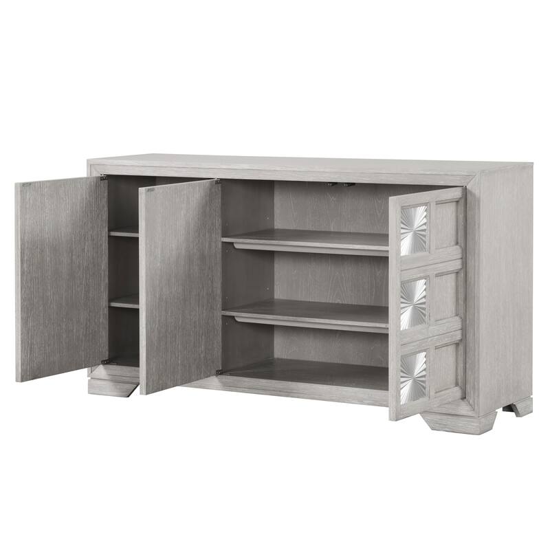 Furniture of America Juniper Modern Light Grey Solid Wood 64" Dining Server