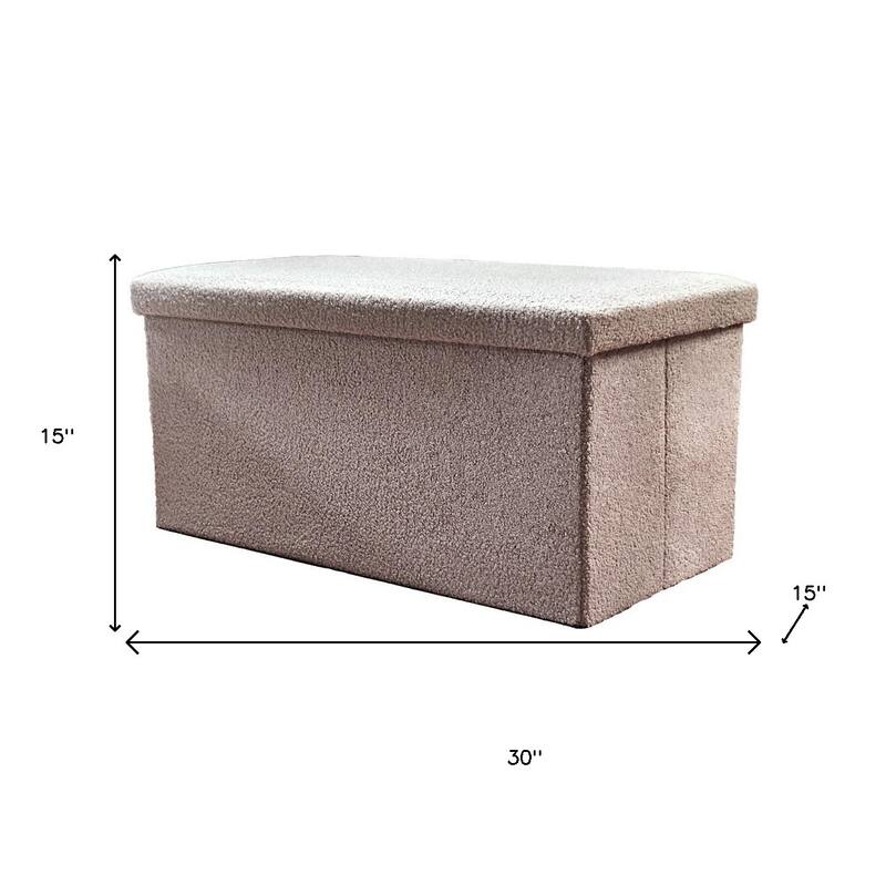 HomeRoots 30" White Boucle Storage Ottoman