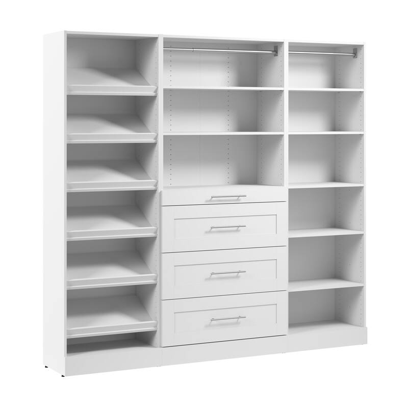 Bestar Florence 85W x 16D Closet System with Drawers, Shaker