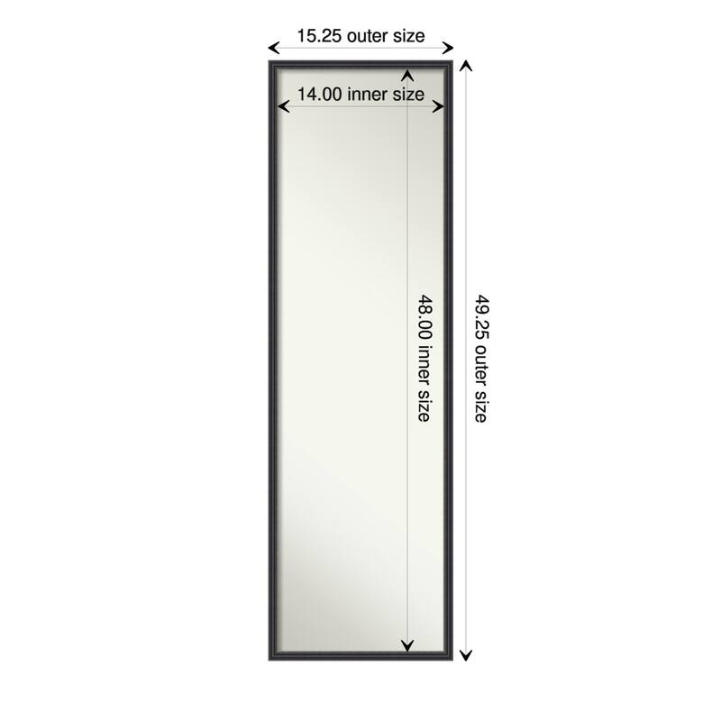 Stylish Black Narrow Non-Beveled Wood Framed Full-Length On the Door Mirror - Stylish Black Narrow - Glass Size 14x48