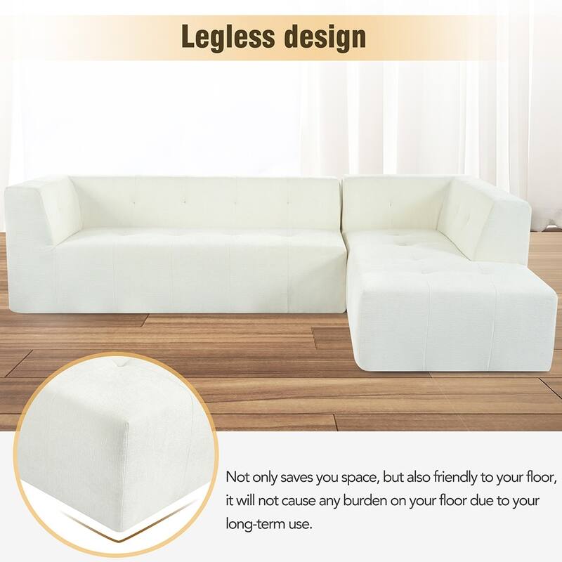 112.2" Modular L-Shaped Sofa, 2-Piece Modern Minimalist Design